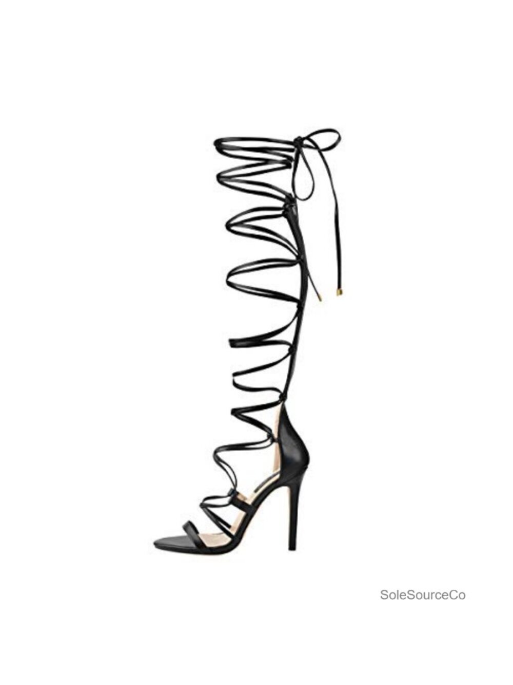 Gladiator Knee High Sandals Open Toe Lace Up Criss Cross Strappy Stiletto Heels